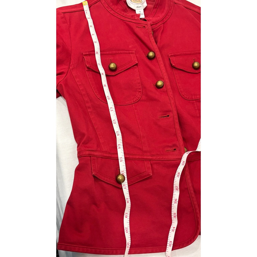 Talbots Womens Red Military Utility Jacket Stretch Cotton Button Front Size 4 - Picture 9 of 11